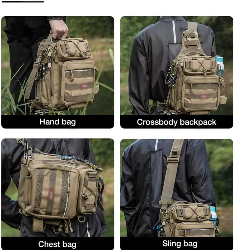 Nylon Fishing Bag Multifunctional Shoulder Bag Outdoor Camping Mountaineering Equipment Fishing Gear Bag(E,30 * 21 * 10cm)