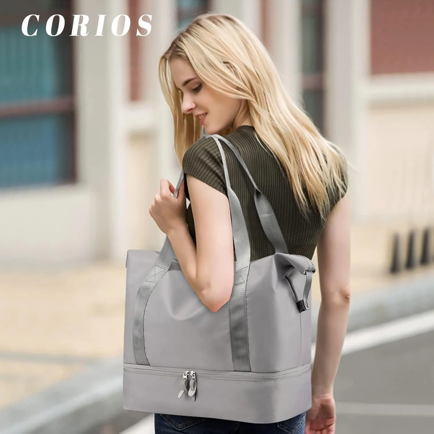 Nylon Handbags for Women and Men Gym with Shoes Compartment Carry on Luggage Shoulder Travel Duffel