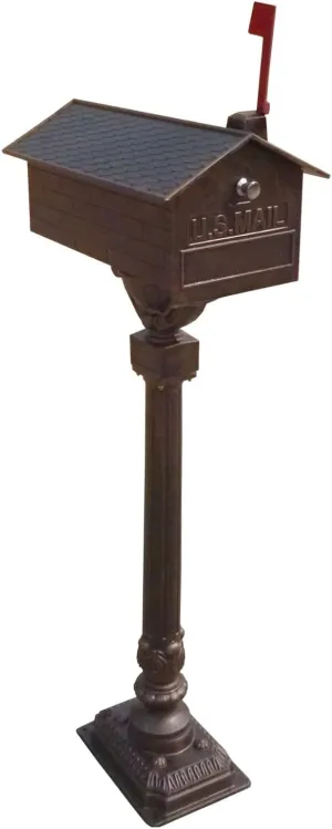 Oakland Living Solid Heavy Cast Aluminum Mailbox with Flag, Number Plate, and Handle