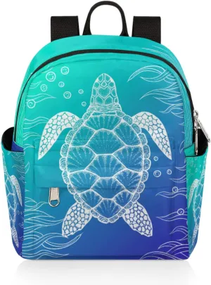 Ocean Turtle Mini Backpack Purse for Women, Sea Turtle Animals Lightweight Small Backpack Casual Travel Bag Daypack for Girls Children Teens Adult School Bag