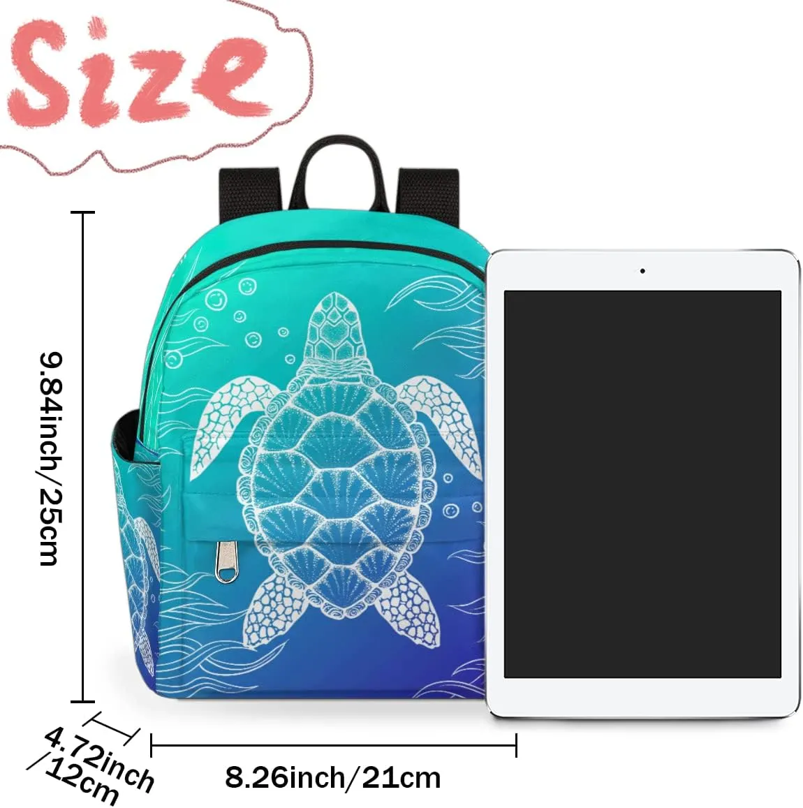 Ocean Turtle Mini Backpack Purse for Women, Sea Turtle Animals Lightweight Small Backpack Casual Travel Bag Daypack for Girls Children Teens Adult School Bag
