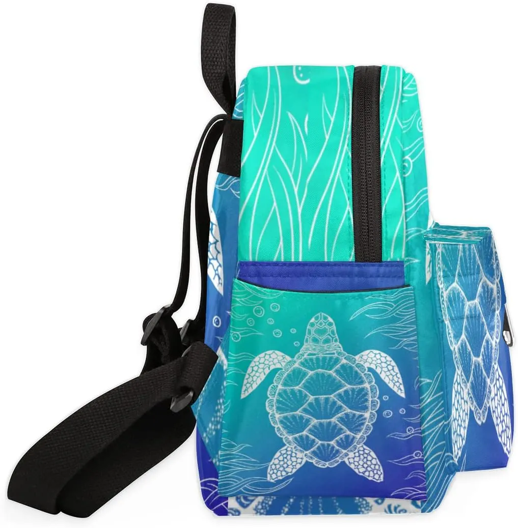 Ocean Turtle Mini Backpack Purse for Women, Sea Turtle Animals Lightweight Small Backpack Casual Travel Bag Daypack for Girls Children Teens Adult School Bag
