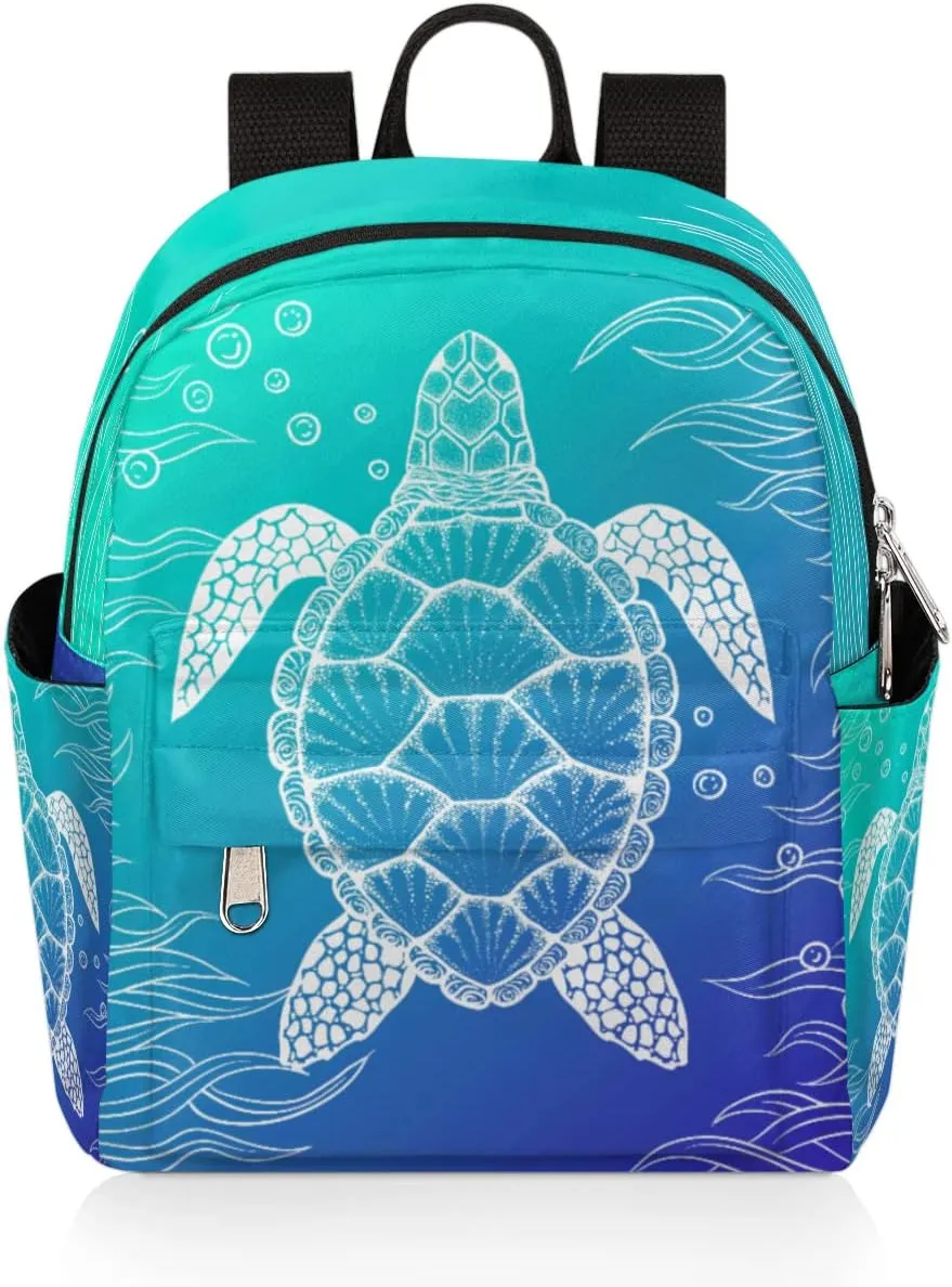 Ocean Turtle Mini Backpack Purse for Women, Sea Turtle Animals Lightweight Small Backpack Casual Travel Bag Daypack for Girls Children Teens Adult School Bag
