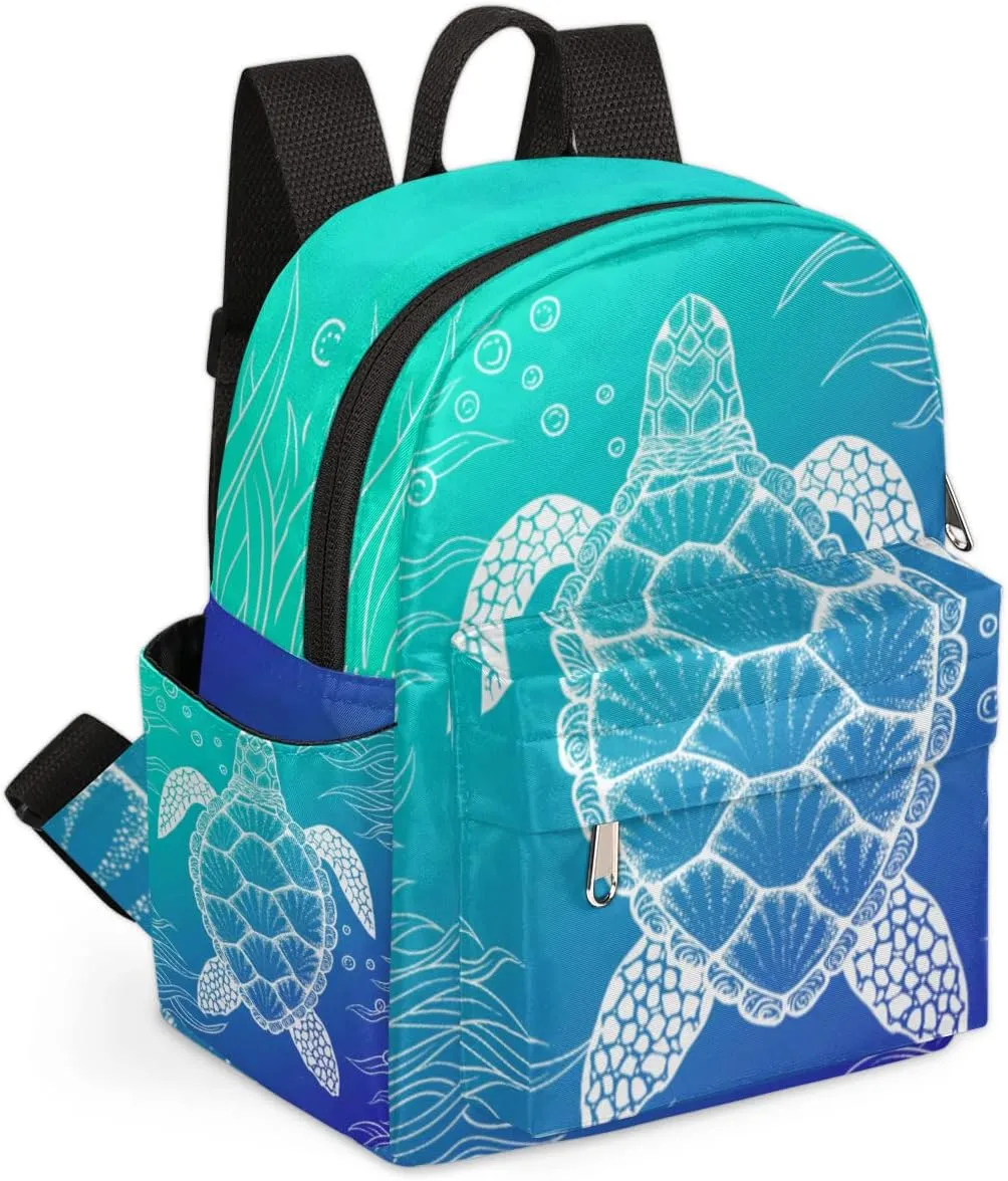 Ocean Turtle Mini Backpack Purse for Women, Sea Turtle Animals Lightweight Small Backpack Casual Travel Bag Daypack for Girls Children Teens Adult School Bag