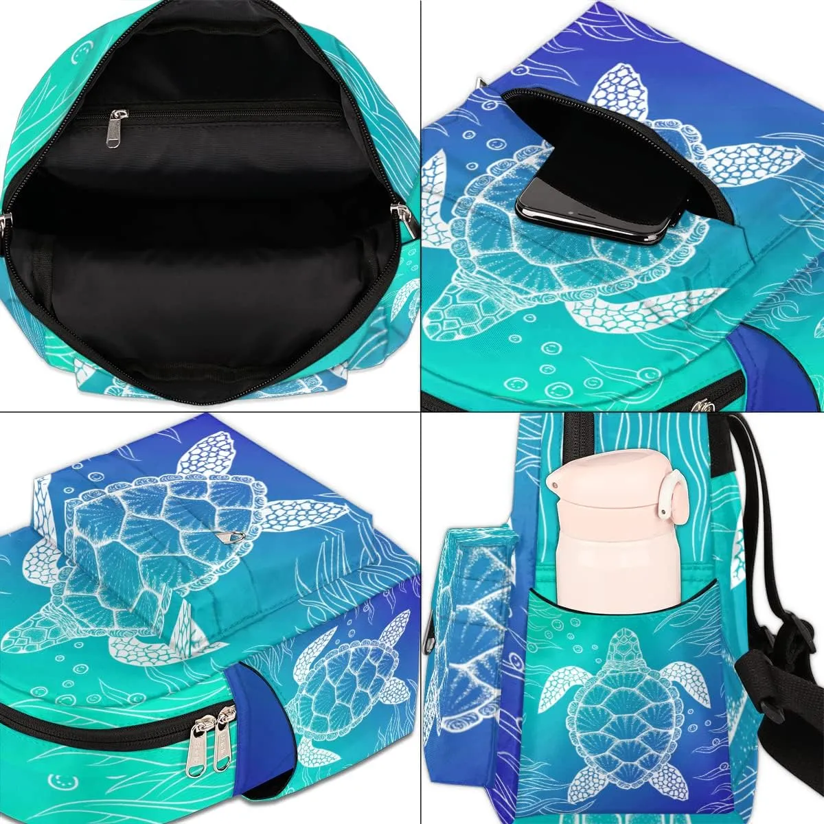 Ocean Turtle Mini Backpack Purse for Women, Sea Turtle Animals Lightweight Small Backpack Casual Travel Bag Daypack for Girls Children Teens Adult School Bag