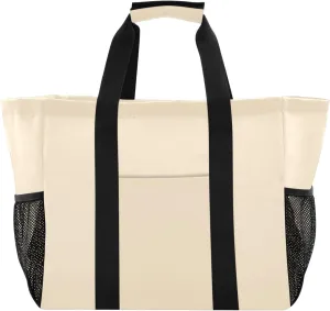 ODAWA Collapsible Large Blanched Almond Grocery Tote for Swimming, Reusable Sandproof Travel Bag