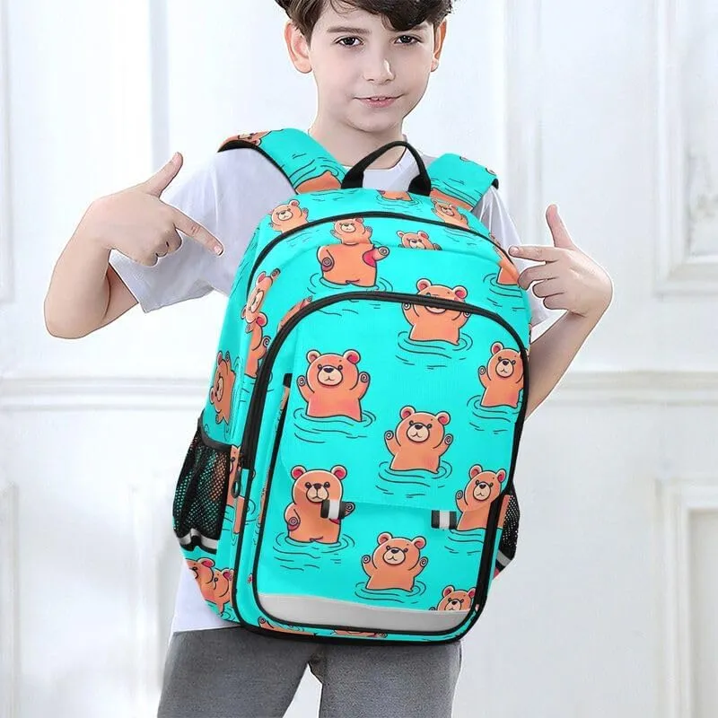 ODAWA Cute Bears Cartoon Bakcpack Preschool Elementary Kindergarten School Bag Kids Backpack Ages 6-12, 17 Inch