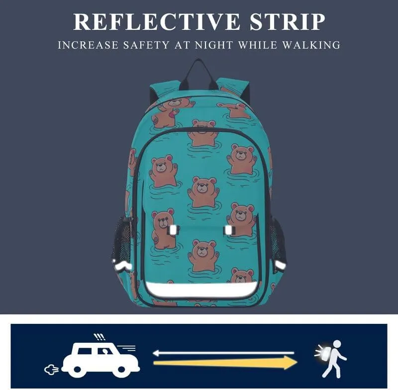 ODAWA Cute Bears Cartoon Bakcpack Preschool Elementary Kindergarten School Bag Kids Backpack Ages 6-12, 17 Inch
