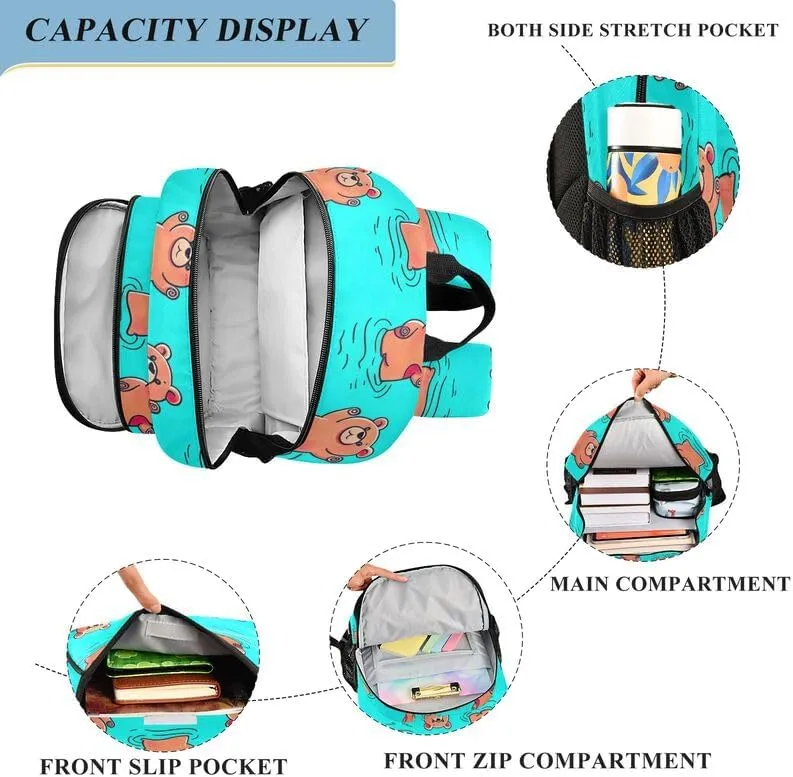 ODAWA Cute Bears Cartoon Bakcpack Preschool Elementary Kindergarten School Bag Kids Backpack Ages 6-12, 17 Inch