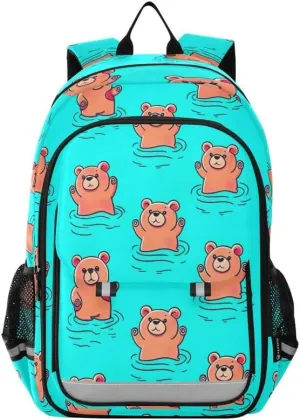 ODAWA Cute Bears Cartoon Bakcpack Preschool Elementary Kindergarten School Bag Kids Backpack Ages 6-12, 17 Inch