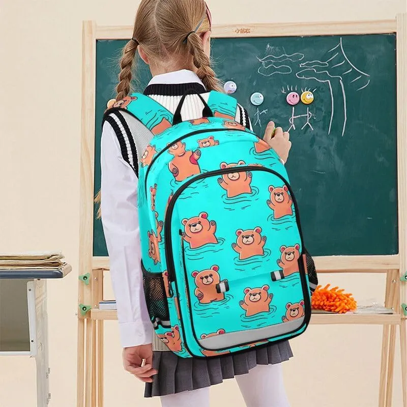 ODAWA Cute Bears Cartoon Bakcpack Preschool Elementary Kindergarten School Bag Kids Backpack Ages 6-12, 17 Inch