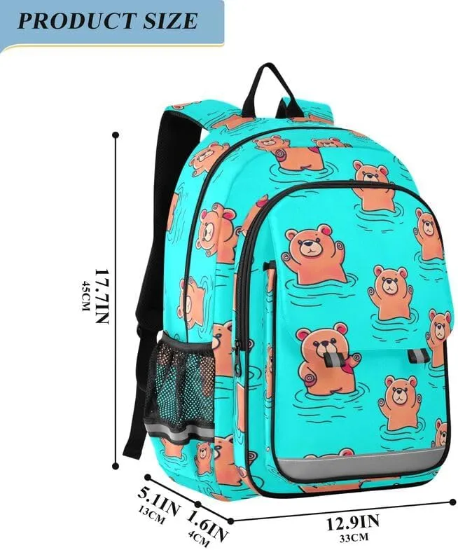 ODAWA Cute Bears Cartoon Bakcpack Preschool Elementary Kindergarten School Bag Kids Backpack Ages 6-12, 17 Inch