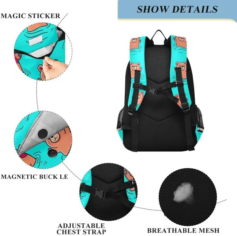 ODAWA Cute Bears Cartoon Bakcpack Preschool Elementary Kindergarten School Bag Kids Backpack Ages 6-12, 17 Inch