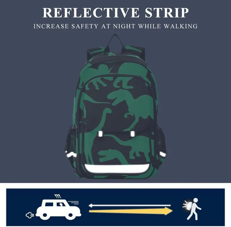 ODAWA Dinosaurs Green Black Little Kids Backpack Laptop Backpack Purse Travel Bag Girls Boys Backpack