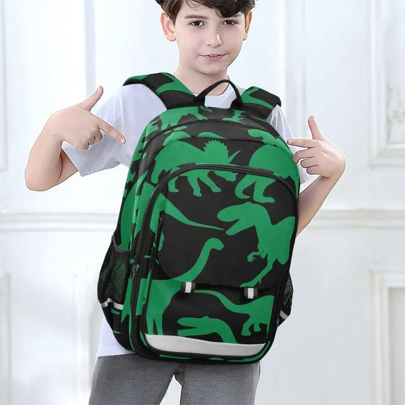 ODAWA Dinosaurs Green Black Little Kids Backpack Laptop Backpack Purse Travel Bag Girls Boys Backpack