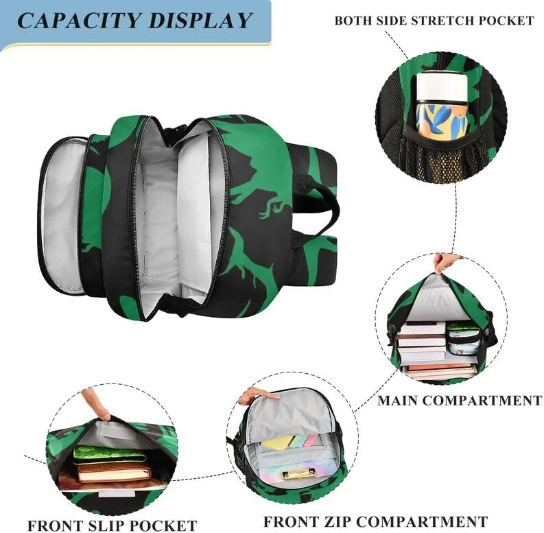 ODAWA Dinosaurs Green Black Little Kids Backpack Laptop Backpack Purse Travel Bag Girls Boys Backpack