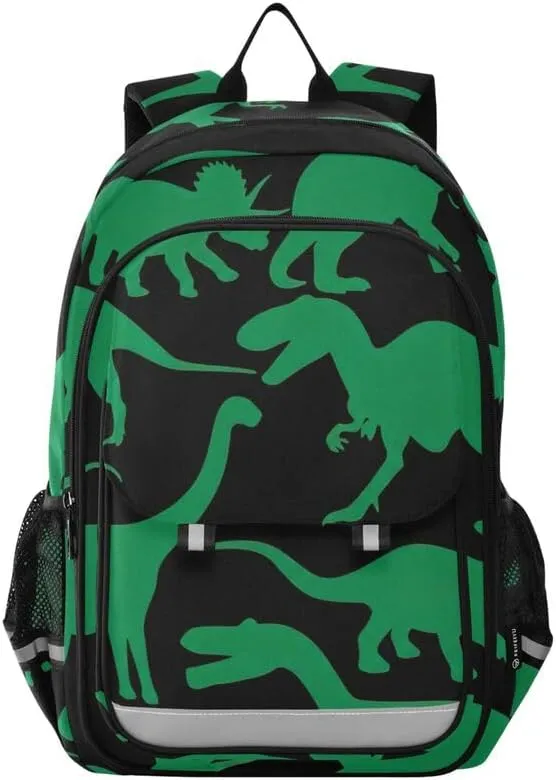 ODAWA Dinosaurs Green Black Little Kids Backpack Laptop Backpack Purse Travel Bag Girls Boys Backpack