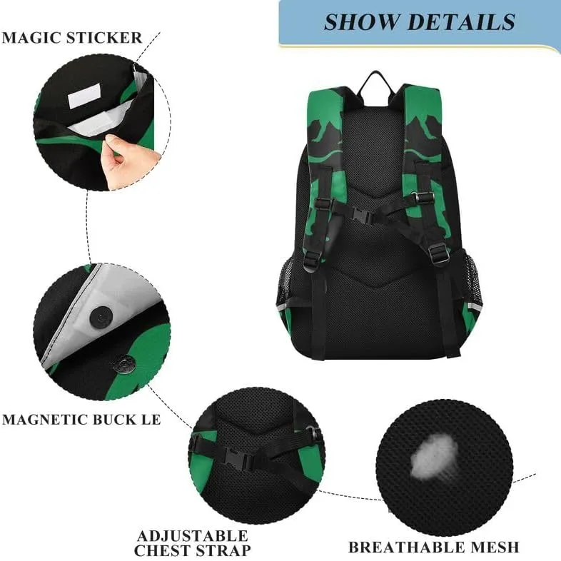 ODAWA Dinosaurs Green Black Little Kids Backpack Laptop Backpack Purse Travel Bag Girls Boys Backpack