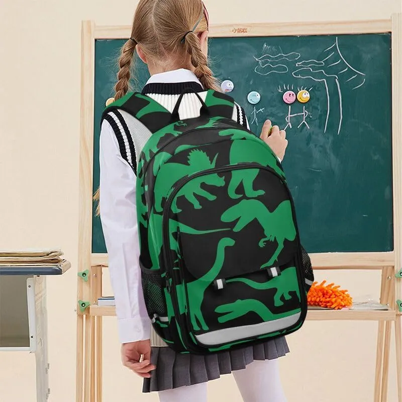 ODAWA Dinosaurs Green Black Little Kids Backpack Laptop Backpack Purse Travel Bag Girls Boys Backpack