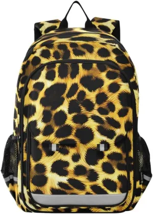 ODAWA Leopard Print Bagpacks Daypack with Compartment & Multiple Pockets Kids Backpack Ages 6-12, 17 Inch