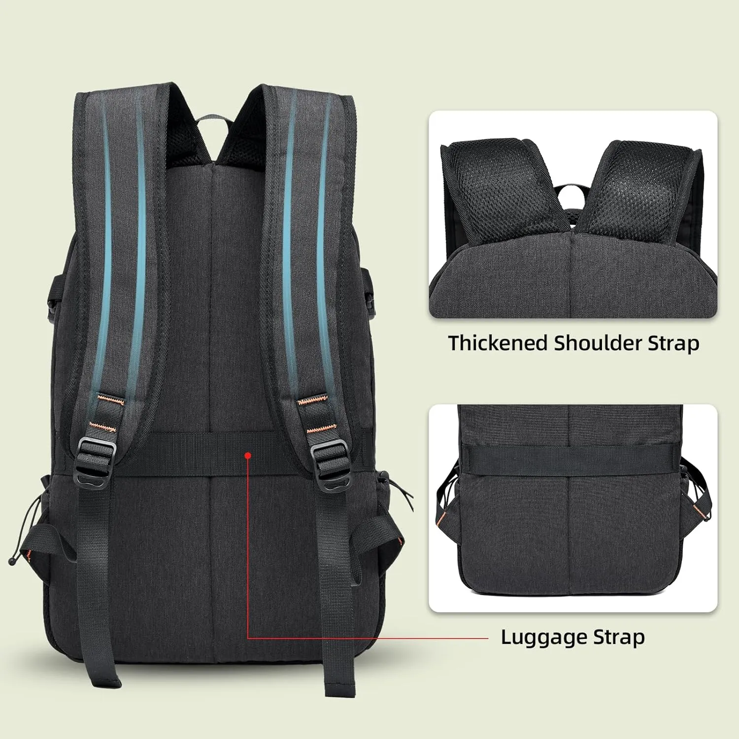OMOUBOI Travel Laptop Backpack Lightweight 15.6" Reflective Business Daypack Water Resistant Computer Bag (Black)