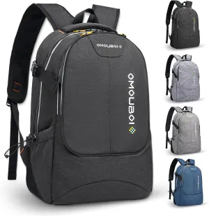 OMOUBOI Travel Laptop Backpack Lightweight 15.6" Reflective Business Daypack Water Resistant Computer Bag (Black)