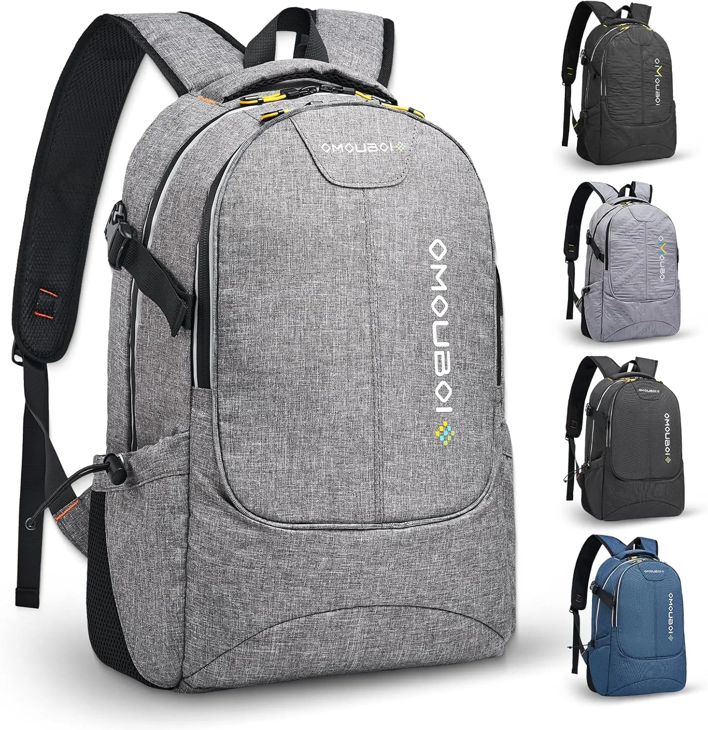 OMOUBOI Travel Laptop Backpack Lightweight 15.6" Reflective Business Daypack Water Resistant Computer Bag (Grey)
