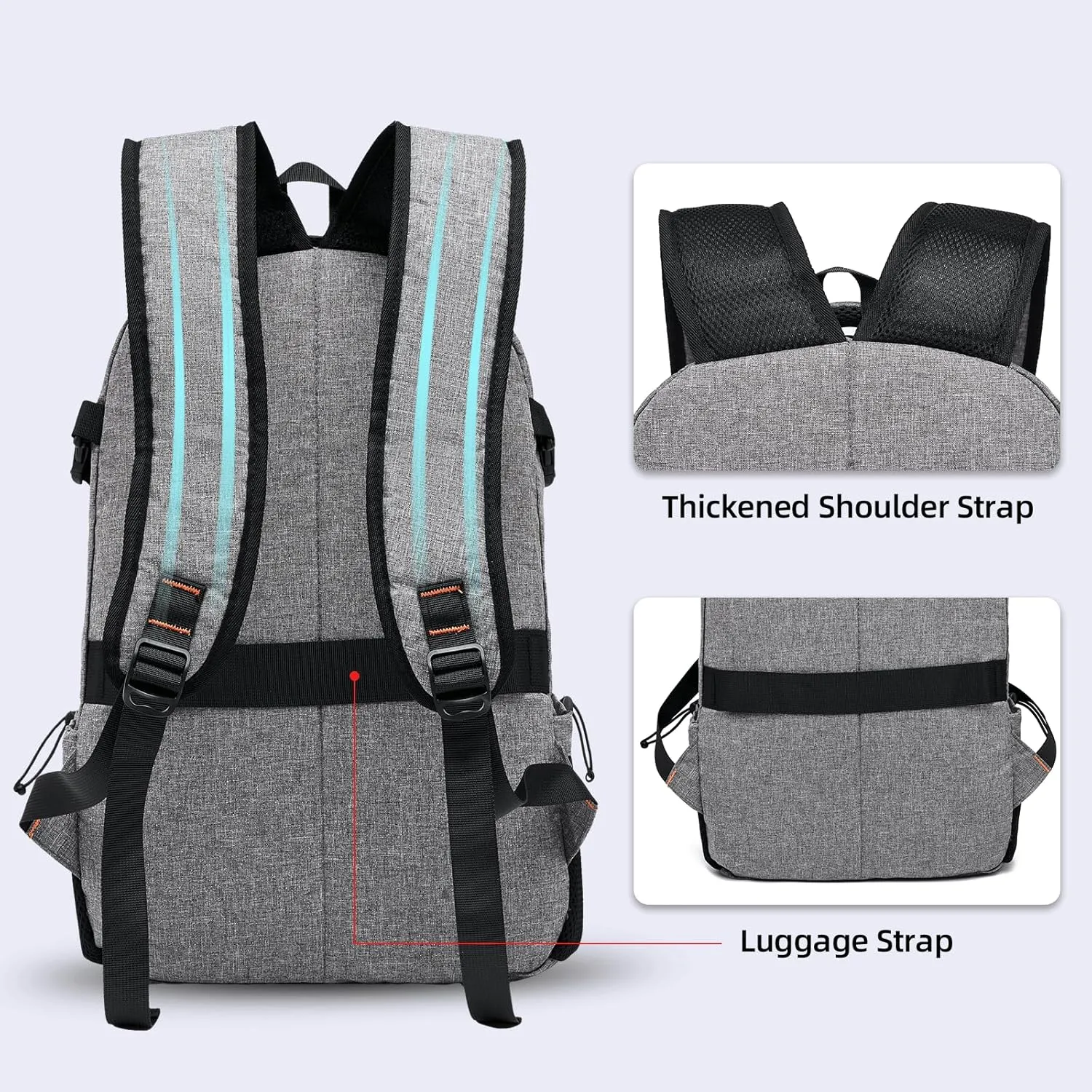 OMOUBOI Travel Laptop Backpack Lightweight 15.6" Reflective Business Daypack Water Resistant Computer Bag (Grey)