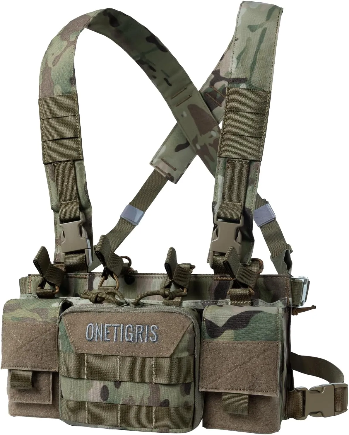 OneTigris Chest Rig, MOLLE Airsoft Chest Rigs Tactical Chest Rig Dangler Pouch Admin Pouch for Hunting Shooting Hiking