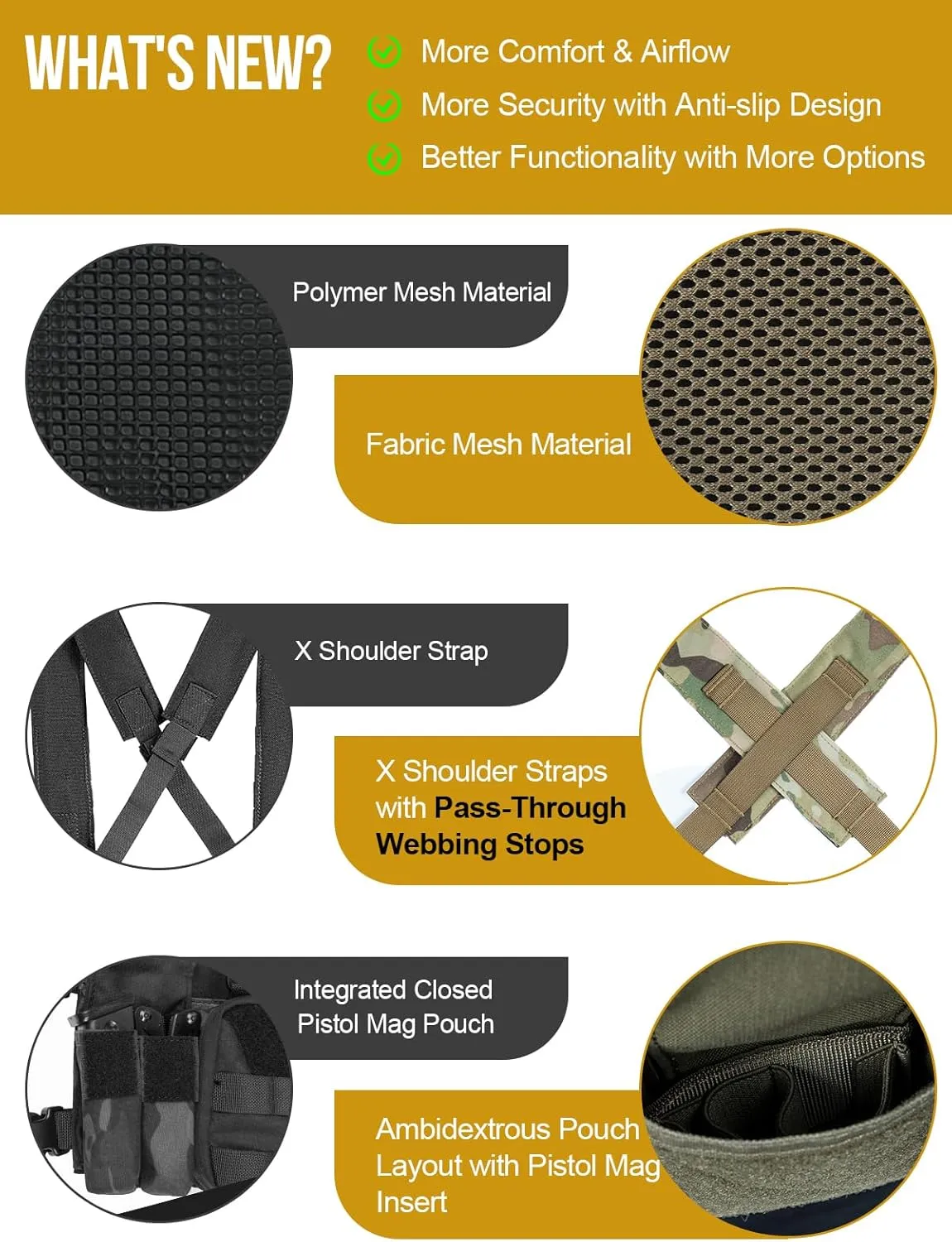 OneTigris Chest Rig, MOLLE Airsoft Chest Rigs Tactical Chest Rig Dangler Pouch Admin Pouch for Hunting Shooting Hiking