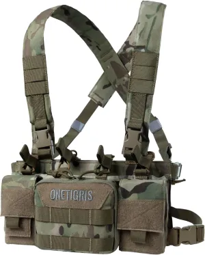 OneTigris Chest Rig, MOLLE Airsoft Chest Rigs Tactical Chest Rig Dangler Pouch Admin Pouch for Hunting Shooting Hiking