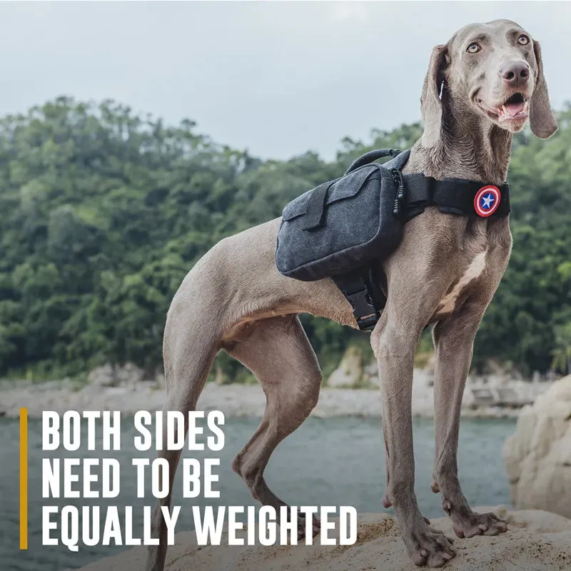 OneTigris Cotton Canvas Dog Pack Hound Travel Camping Hiking Saddle Bag Rucksack Dog Backpack for Medium & Large Dog