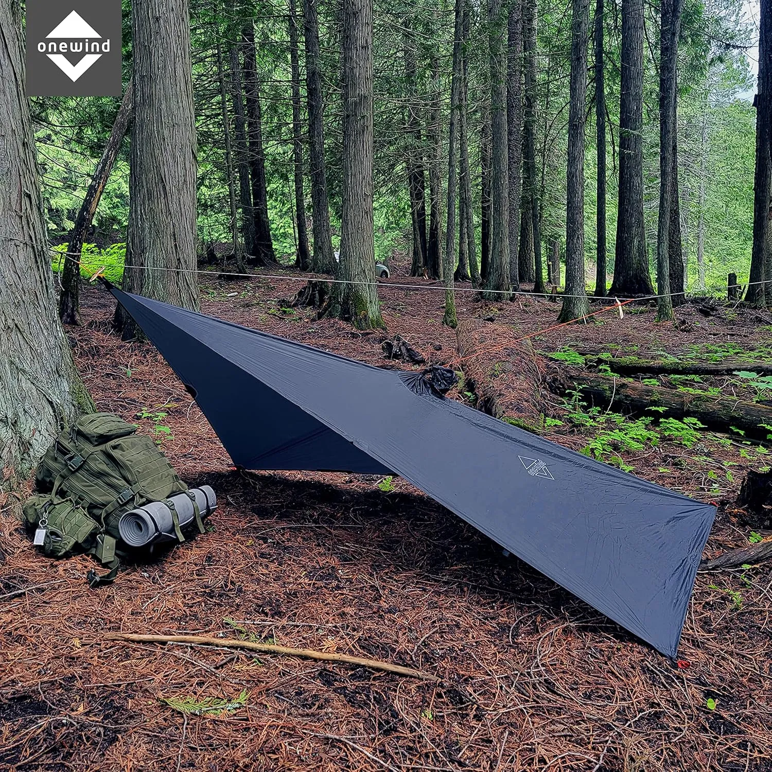 onewind Hooded Rain Poncho, Silnylon Rain Coat Versatile Survival Shelter Waterproof Breathable Lightweight Poncho