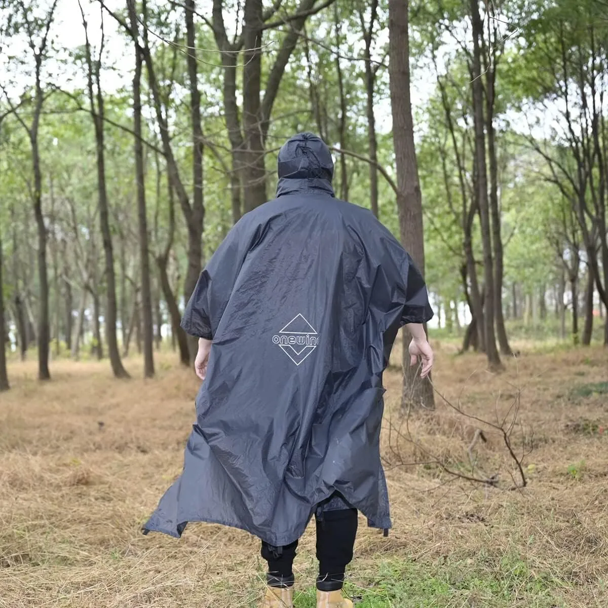 onewind Hooded Rain Poncho, Silnylon Rain Coat Versatile Survival Shelter Waterproof Breathable Lightweight Poncho