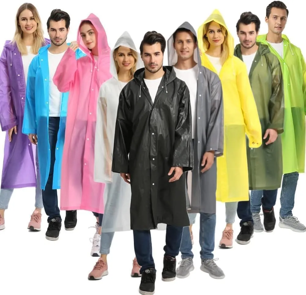 Opret 2 Pack Raincoats for Adults Reusable, EVA Rain Ponchos Lightweight Rain Coat Waterproof Rain Gear for Men and Women