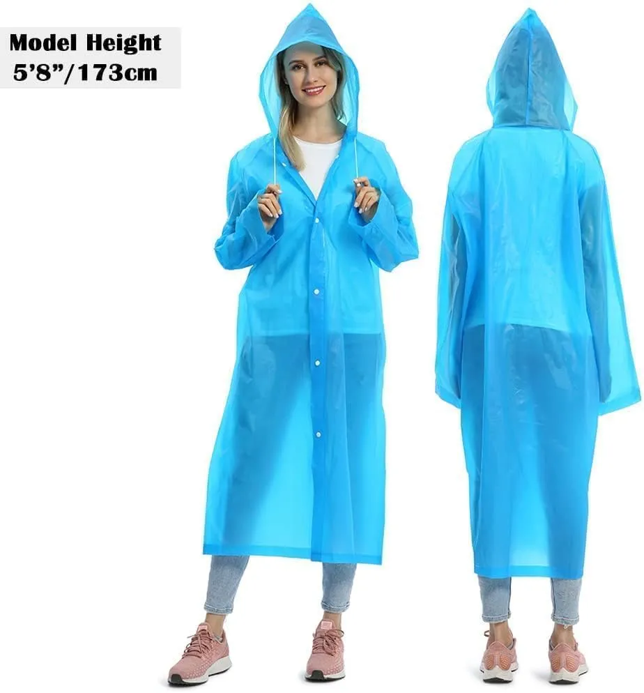 Opret 2 Pack Raincoats for Adults Reusable, EVA Rain Ponchos Lightweight Rain Coat Waterproof Rain Gear for Men and Women