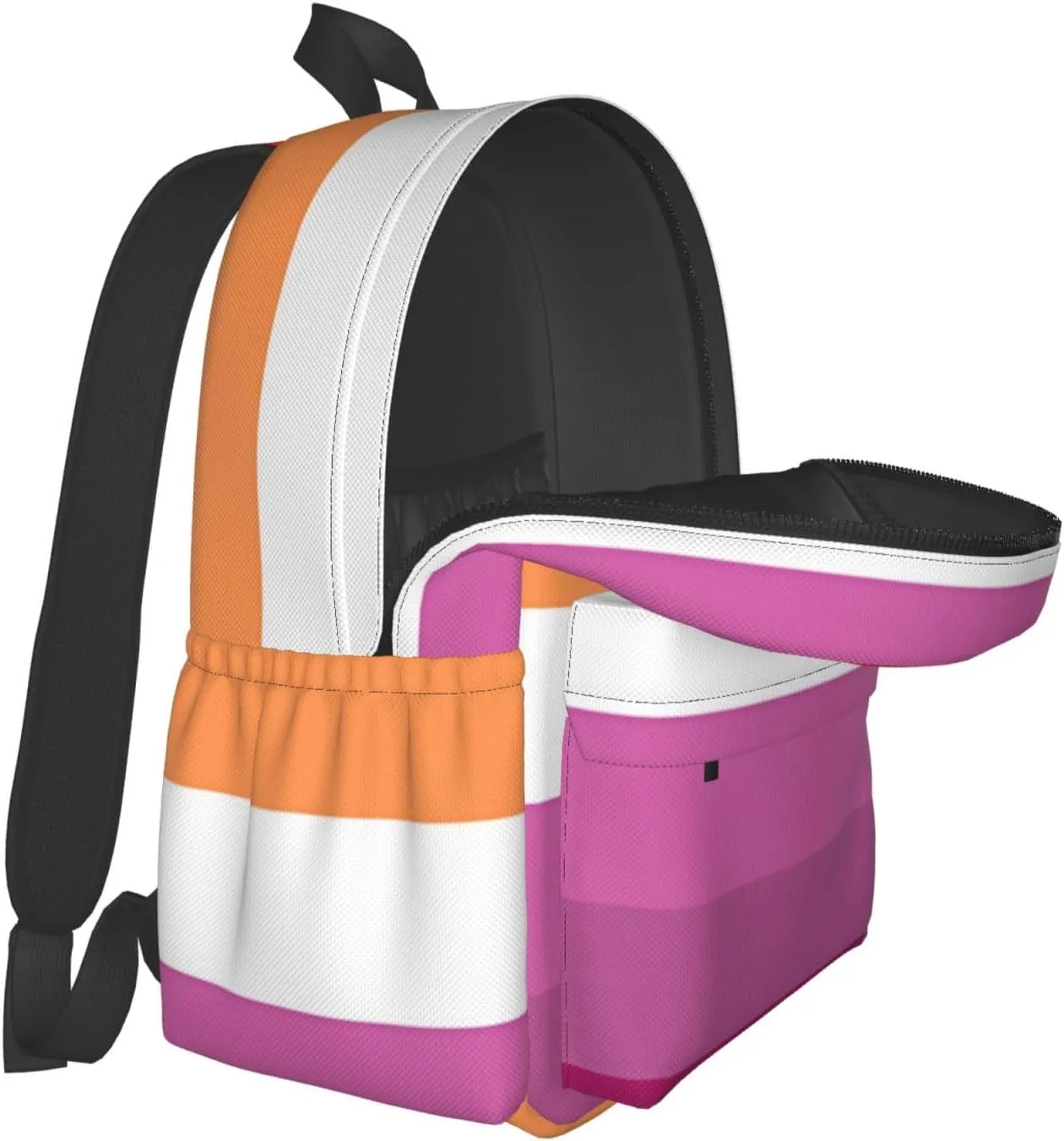Orange Magenta Lesbian Pride Flag Laptop Backpack Shoulder Bag Laptop Pack Travel Backpacks Commuter Back Pack Casual Daypack Bags With Side Pockets