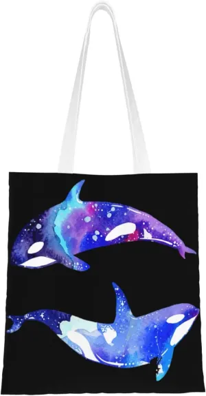 Orca Killer Whale print Canvas Tote Bag for Women,Womens Purse Handbags for Travel Beach Nurse College Gift