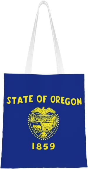 Oregon State Flag print Canvas Tote Bag for Women,Womens Purse Handbags for Travel Beach Nurse College Gift