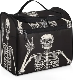 OSAM SPACE Skeleton Skull Hanging Toiletry Bag for Women Men, Large Capacity Travel Cosmetic Bag Makeup Organizer for Shampoo Bathroom Shower
