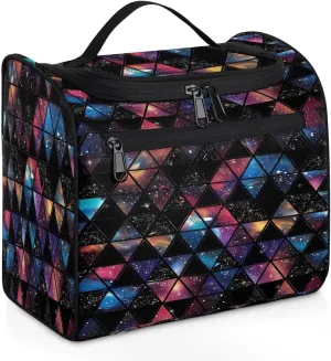 OSAM SPACE Triangles Starry Night Hanging Toiletry Bag for Women Men, Large Capacity Travel Cosmetic Bag Makeup Organizer for Shampoo Bathroom Shower