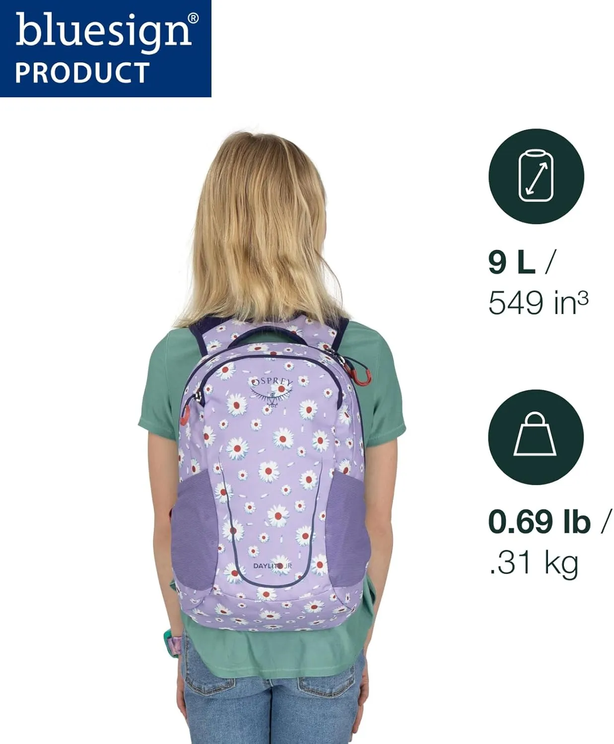 Osprey Daylite Jr. Kids' Commuter Backpack, Daisy Print/Euphoria Purple