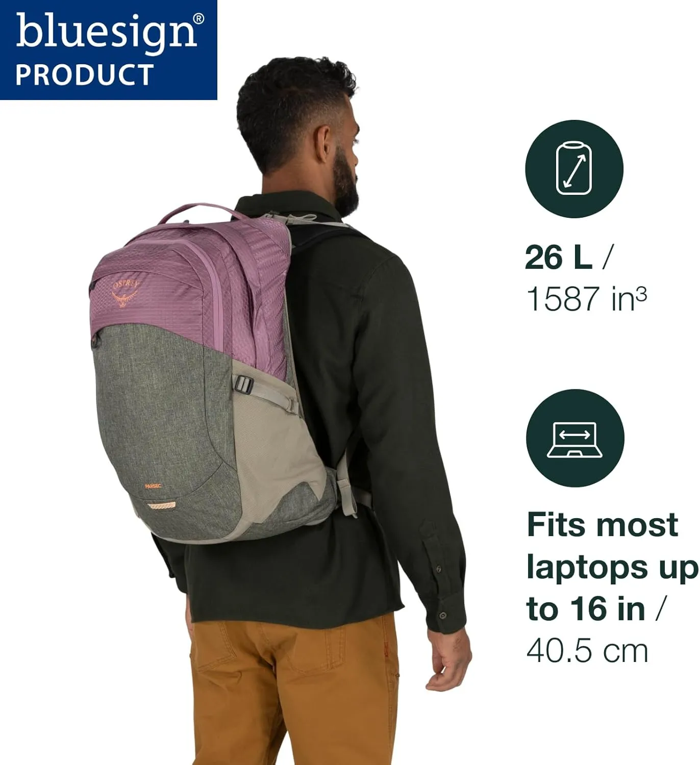 Osprey Parsec 26L Laptop Backpack, Green Tunnel/Brindle Brown