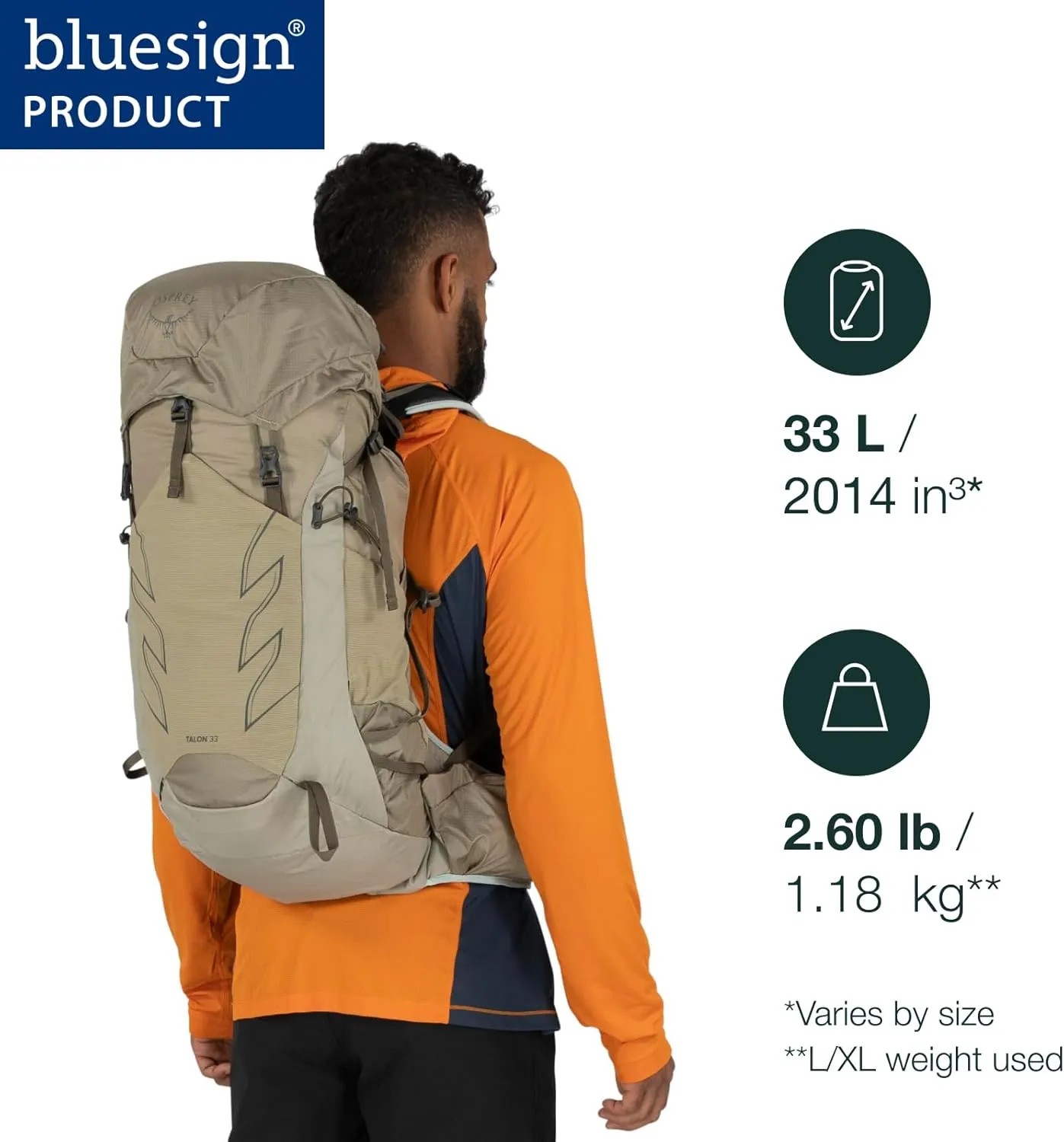 Osprey Talon 33L Men's Hiking Backpack with Hipbelt, Green Belt/Black, L/XL