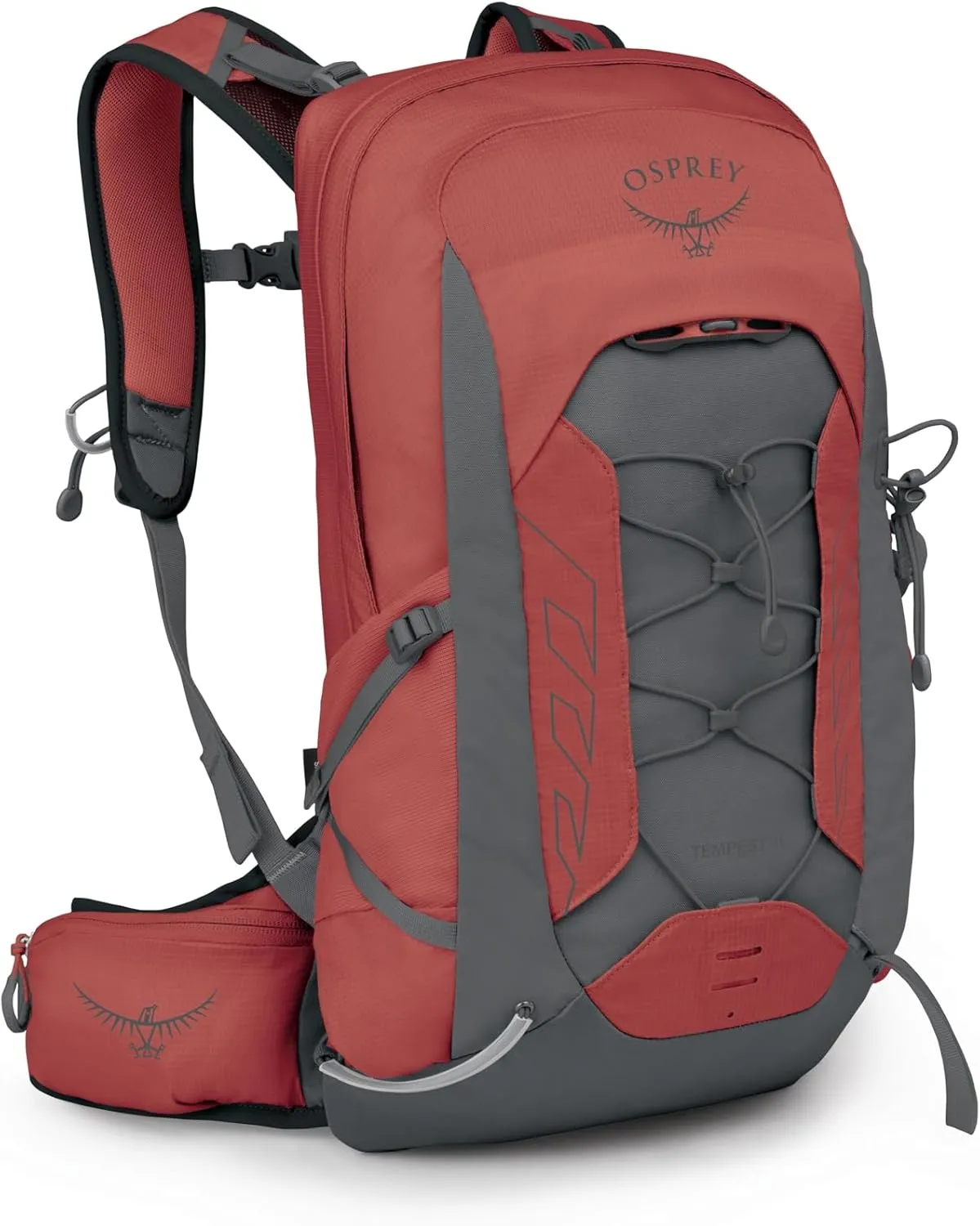 Osprey Tempest 11L Women's Lightweight Hiking Backpack with Hipbelt, Red Pampas/Coal Grey