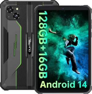 OUKITEL RT3 Pro Rugged Tablet - 16GB 128GB 1TB Expandable Waterproof Android 14 Tablet, 8 Inch HD Display, 5150mAh Battery Tablets, 16 8MP Camera, 4G Dual SIM/5G WiFi/Face ID/OTG/NFC/BT5.0, Green