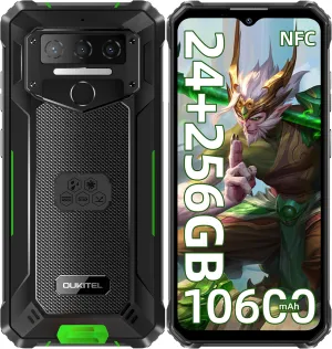 OUKITEL WP23 Plus Rugged Smartphone Unlocked 2025-24GB 256GB Cell Phones, 10600mAh Battery, 6.52'' Display Smartphone, 13MP Camera, 4G Dual SIM Android 14 Phone, IP68/IP69K/NFC/GPS/T-Mobile, Green