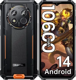 OUKITEL WP28E Rugged Phone Unlocked, 10600mAh Battery Cell Phone, 6.52" Screen Smartphone, 64GB/1TB, 13MP Camera, Dual SIM Android 14, Waterproof, NFC/OTG/GPS/T-Mobile