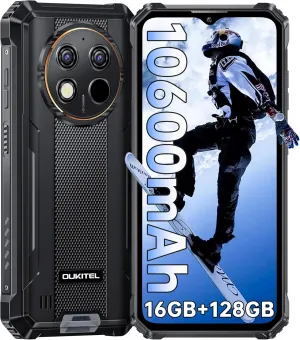 OUKITEL WP28S Rugged Smartphone Unlocked - 16GB 128GB Rugged Phone Android 14, Octa Core 10600mAh Battery IP68 Cell Phone, 6.52" FHD ,4G Dual Sim,NFC,OTG,T-Mobile,BT5.0,Fingerprint,Black