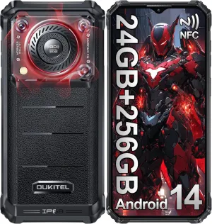 OUKITEL WP36 Pro Rugged Phone Unlocked- 24GB 256GB Cell Phone, 10600mAh Battery, 6.52" Display Smartphone, 13MP Camera, 128dB Loud Speaker, 4G Dual SIM Android 14 Phones, IP68/69K/NFC/OTG/GPS/T-Mobile